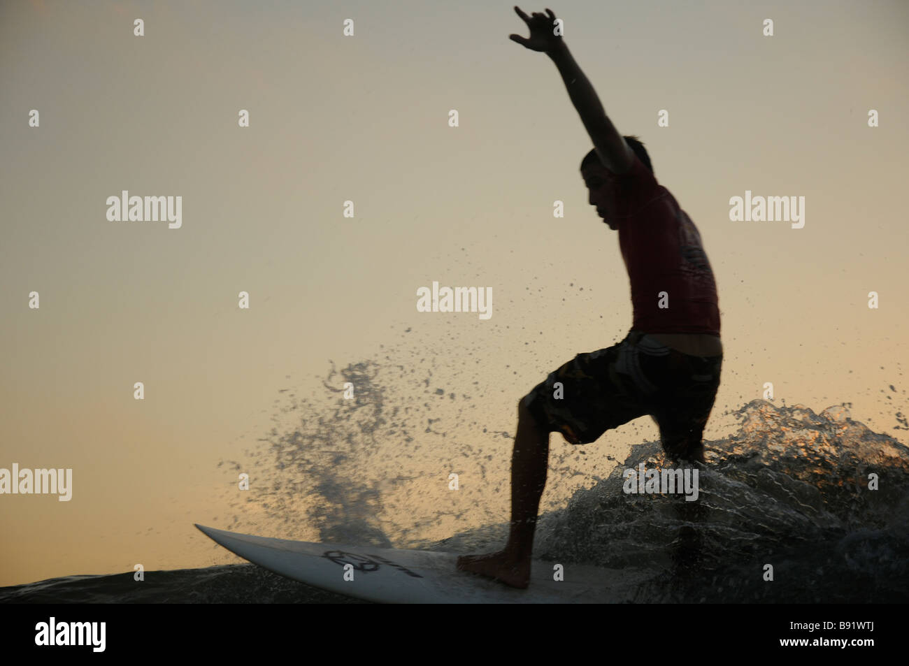 Israel Mediterranean sea Wave surfer Stock Photo