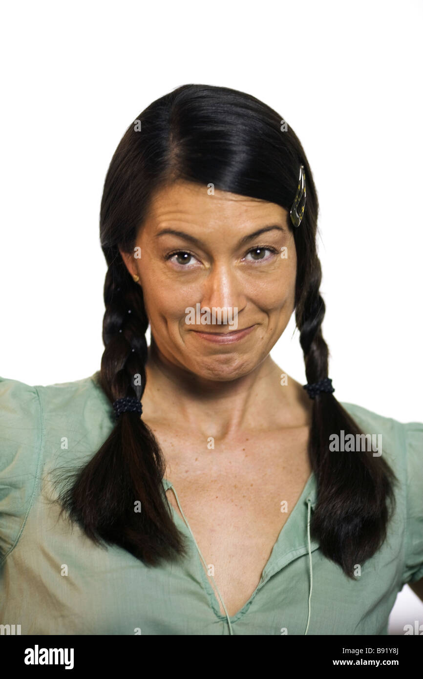 Portrait of a smiling woman with braids Stock Photo - Alamy