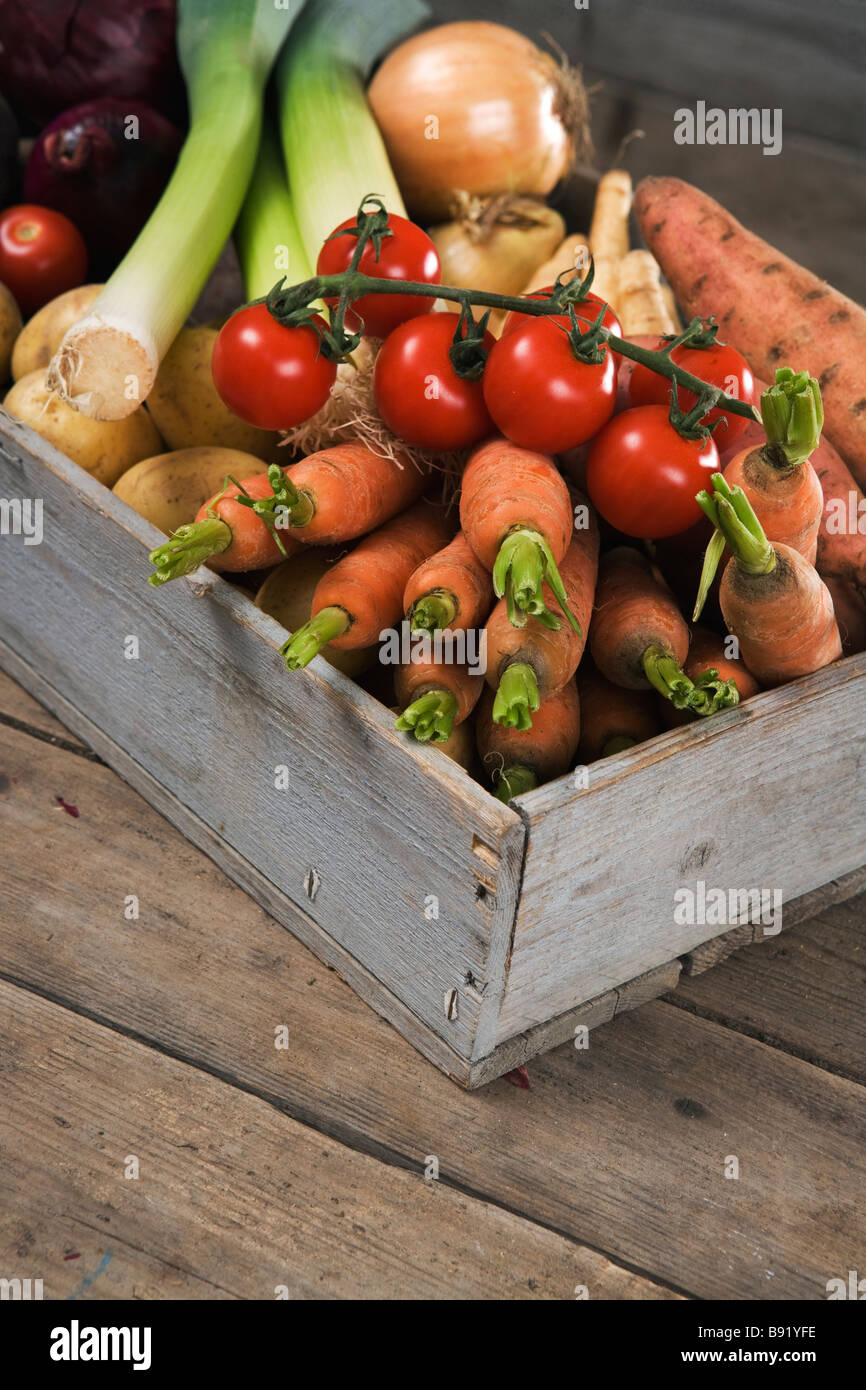 Box with fresh vegetables Sweden Stock Photo Alamy