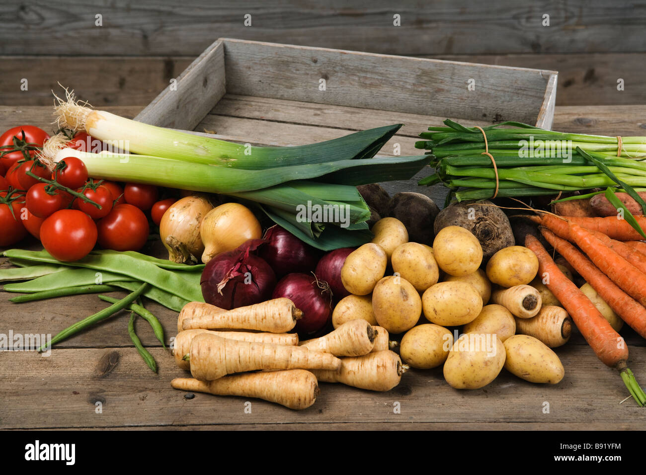 Box with fresh vegetables Sweden Stock Photo Alamy