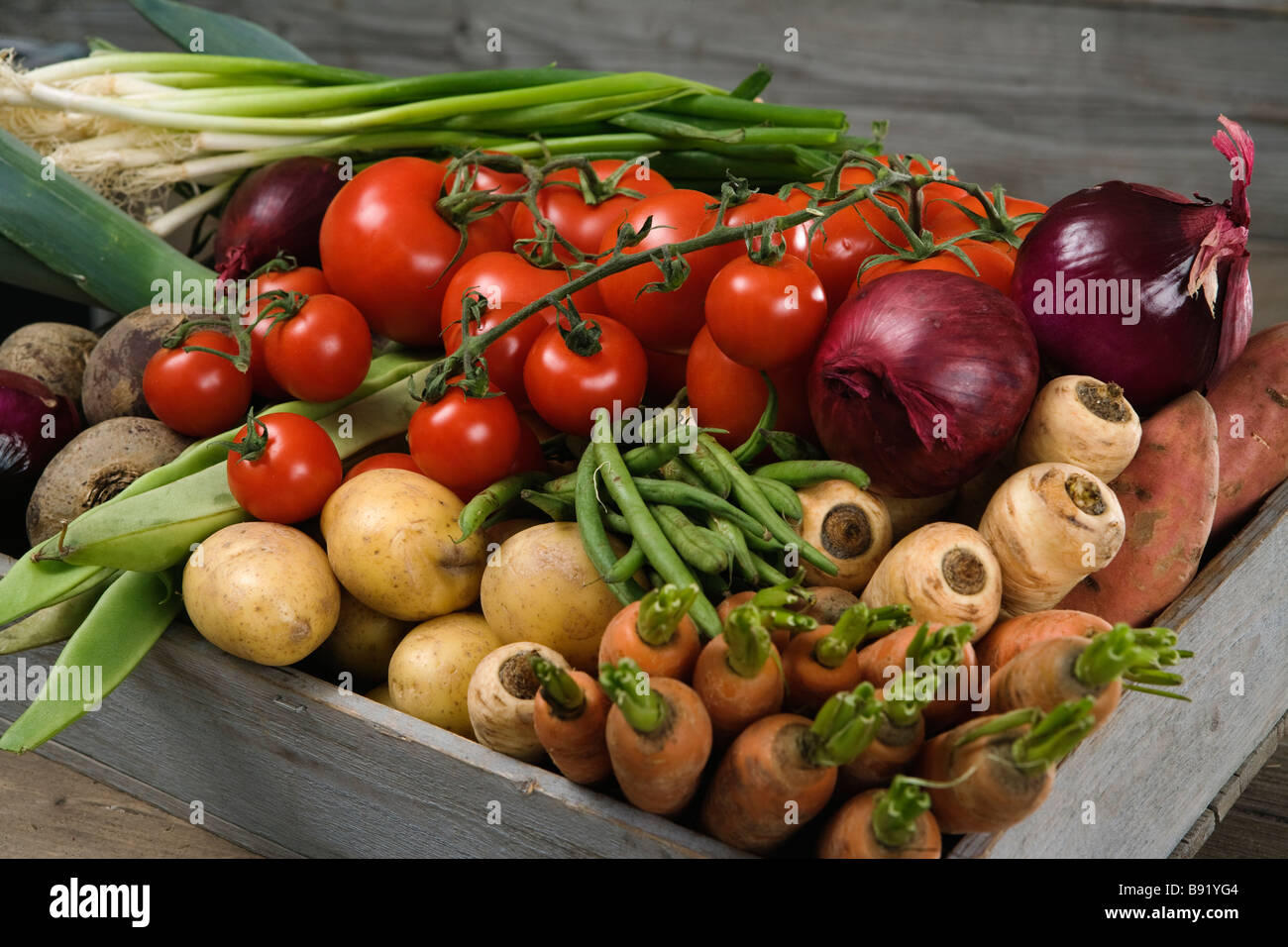 Box with fresh vegetables Sweden Stock Photo Alamy