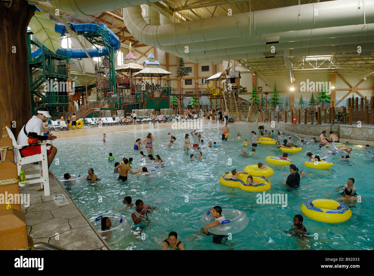Indoor water park, Great Wolf Lodge, Poconos, Pennsylvania Stock Photo