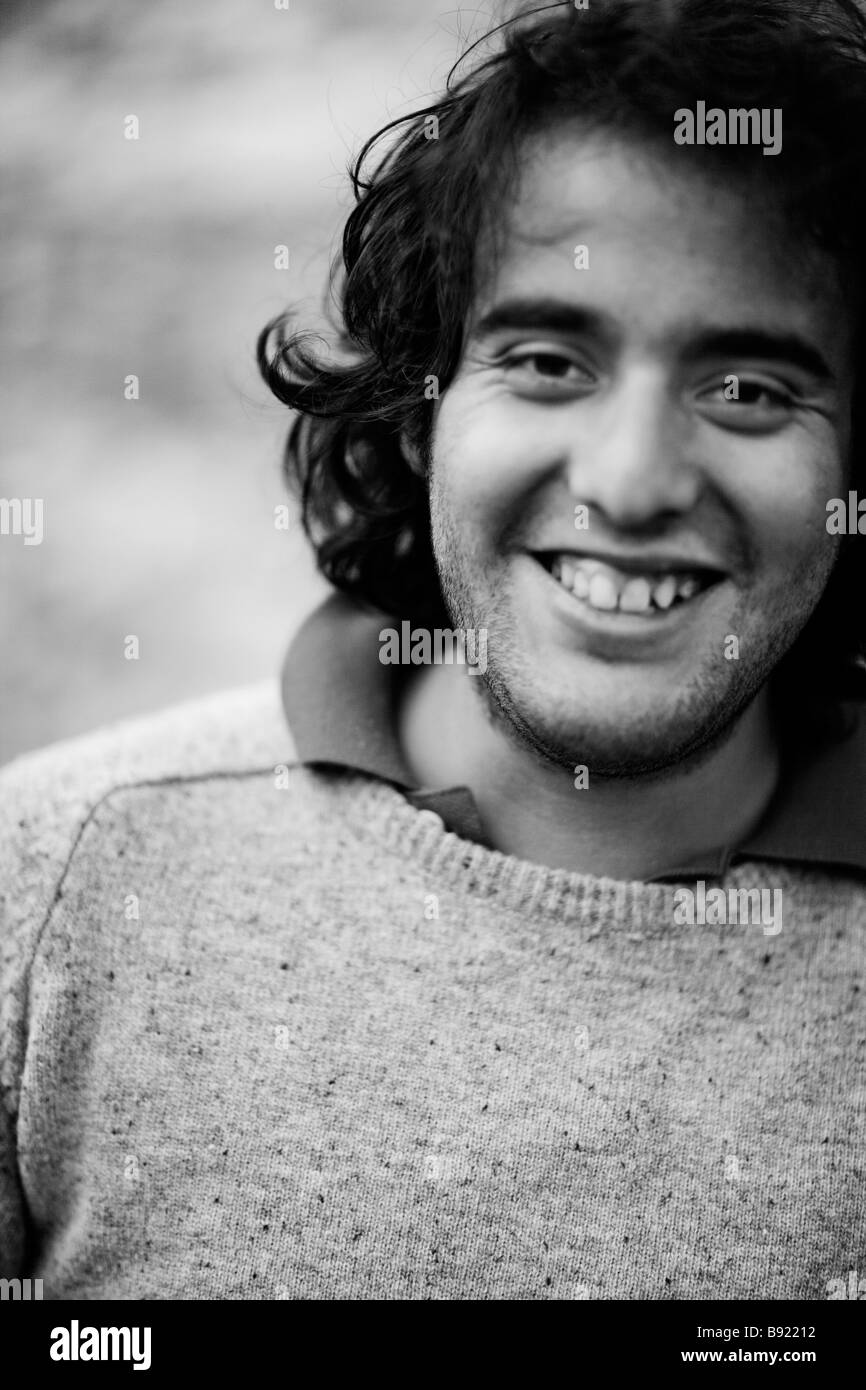 Portrait young man cheerful Black and White Stock Photos & Images - Alamy