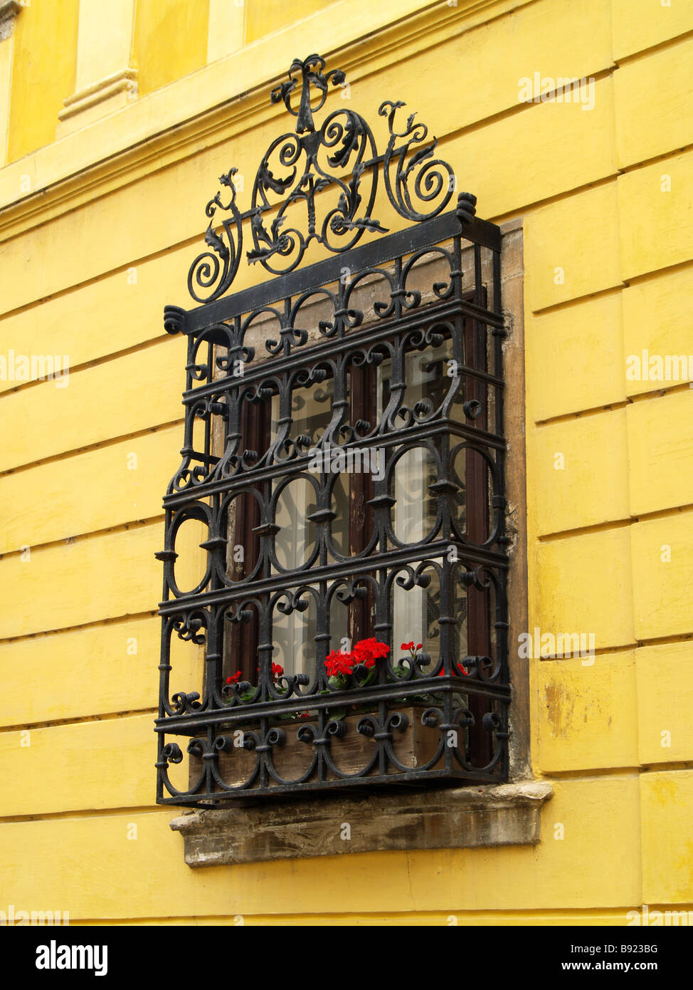 Ornate window grille Budapest Hungary Stock Photo Alamy