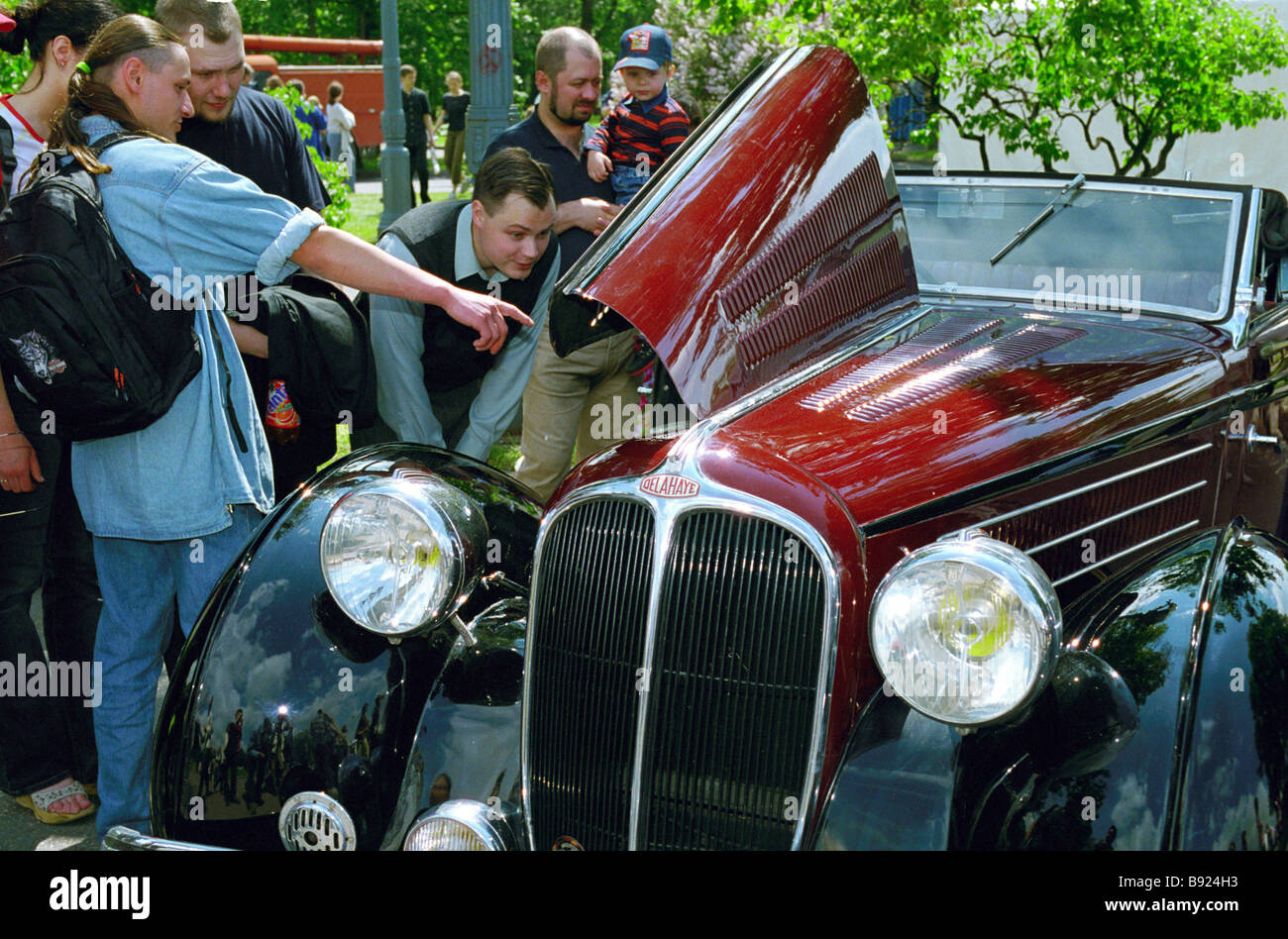 Opening ceremony of the 3rd Retro style festival of vintage cars Delahay 135 1939 Germany Stock Photo