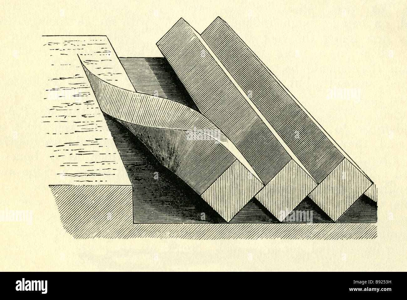 Diagrammatic view of soil turned over by ploughing on the farm in Victorian times Stock Photo