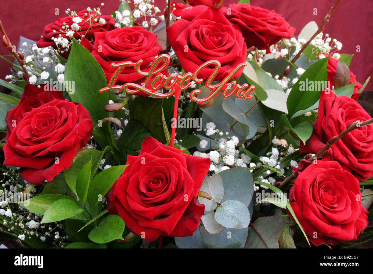 valentine bouquet of 12 red roses Stock Photo Alamy