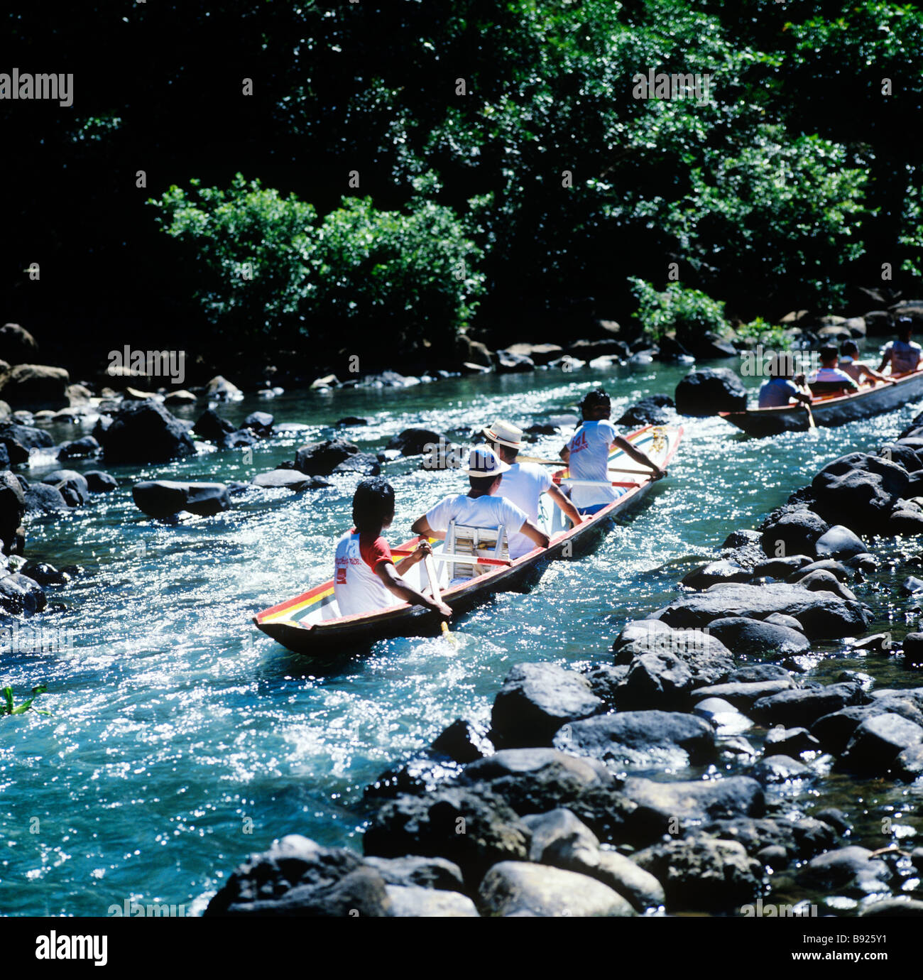Pagsanhan, Philippines, A boat descends the rapids a trip all should do. Stock Photo