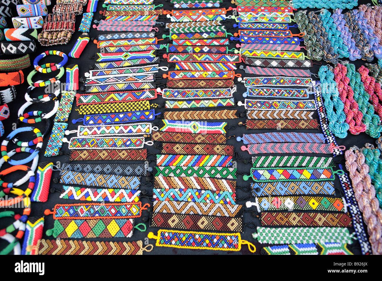 Full frame shot of African beaded bracelets Grahamstown Eastern Cape