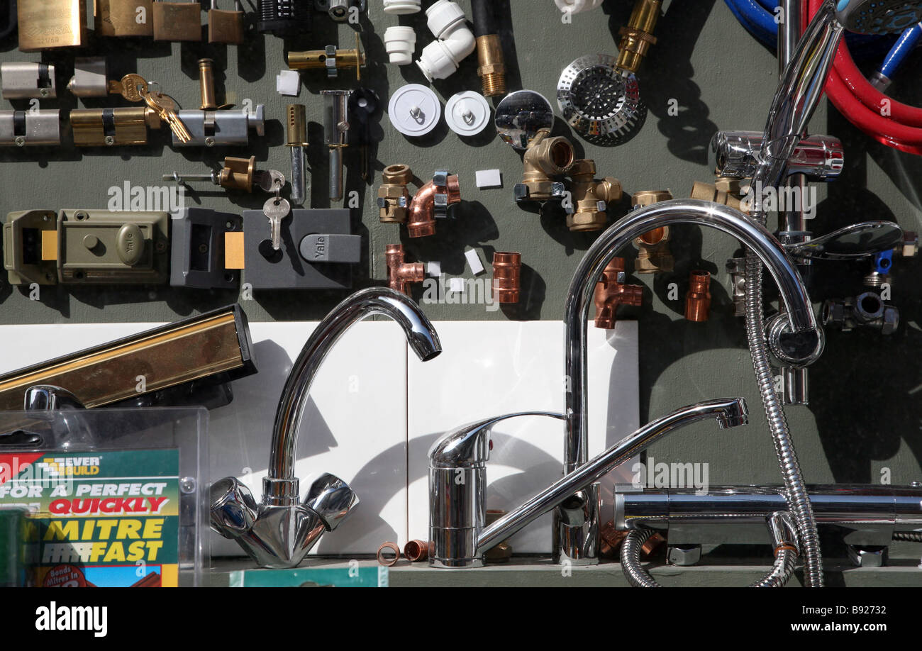 Hardware shop window display London Stock Photo Alamy