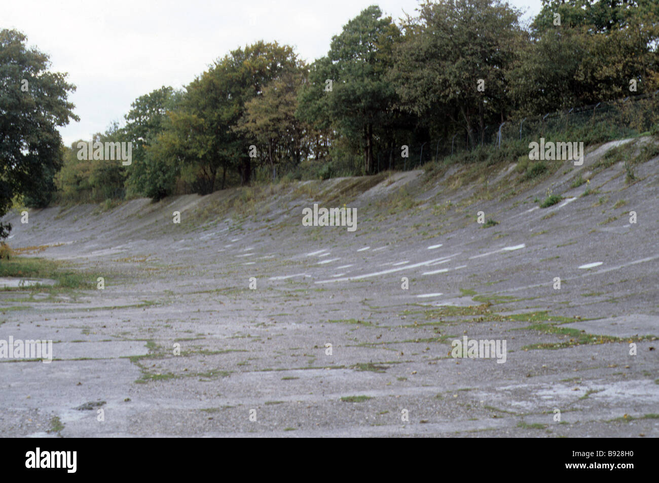 Brooklands Motor-racing circuit near Weybridge, Surrey, banked part of the course, built 1907, Stock Photo