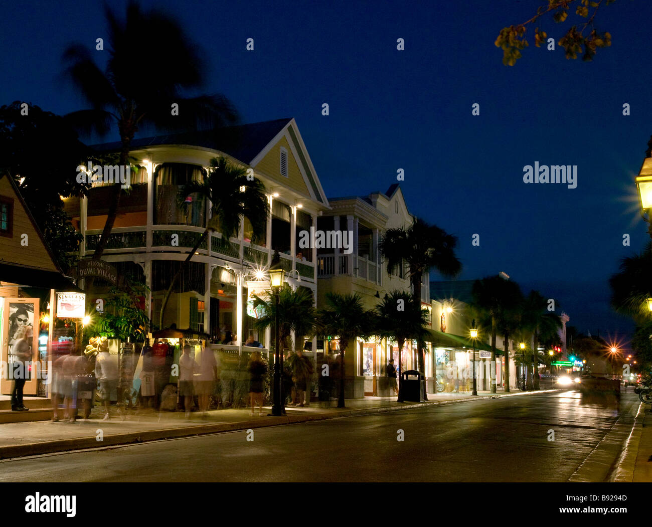 Duval Street Key West FL at night Stock Photo