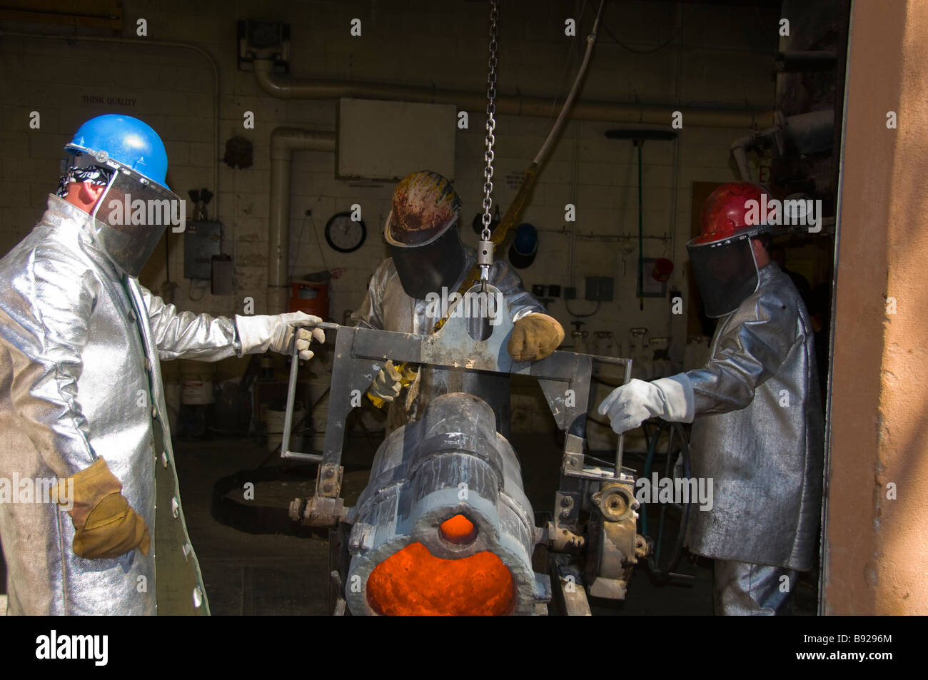 Workers at Shidoni bronze art foundry in Santa Fe New Mexico Stock Photo
