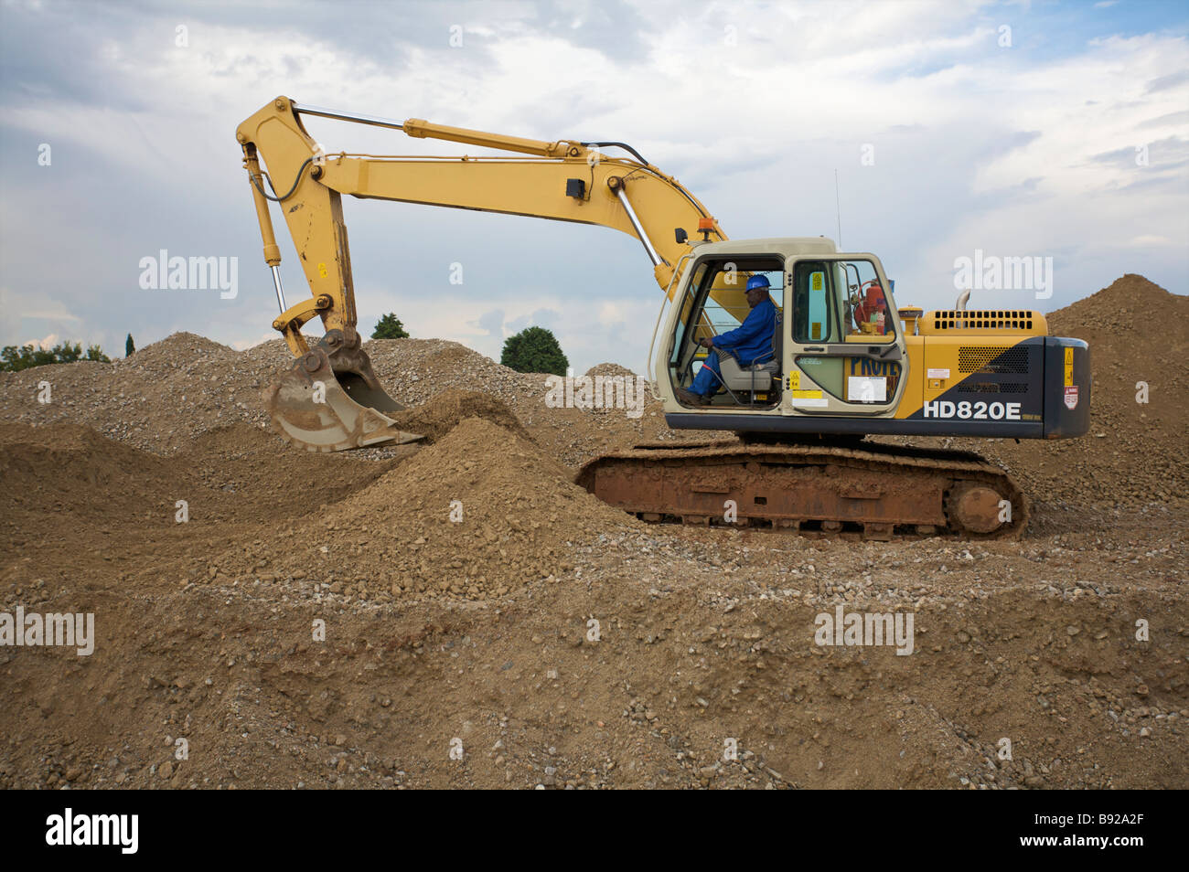 Side view of excavator at construction site Johannesburg Gauteng South