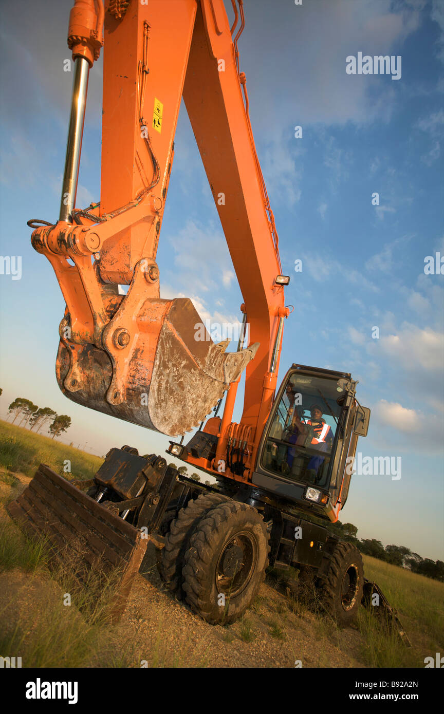 Low angle of excavator at construction site Johannesburg Gauteng South