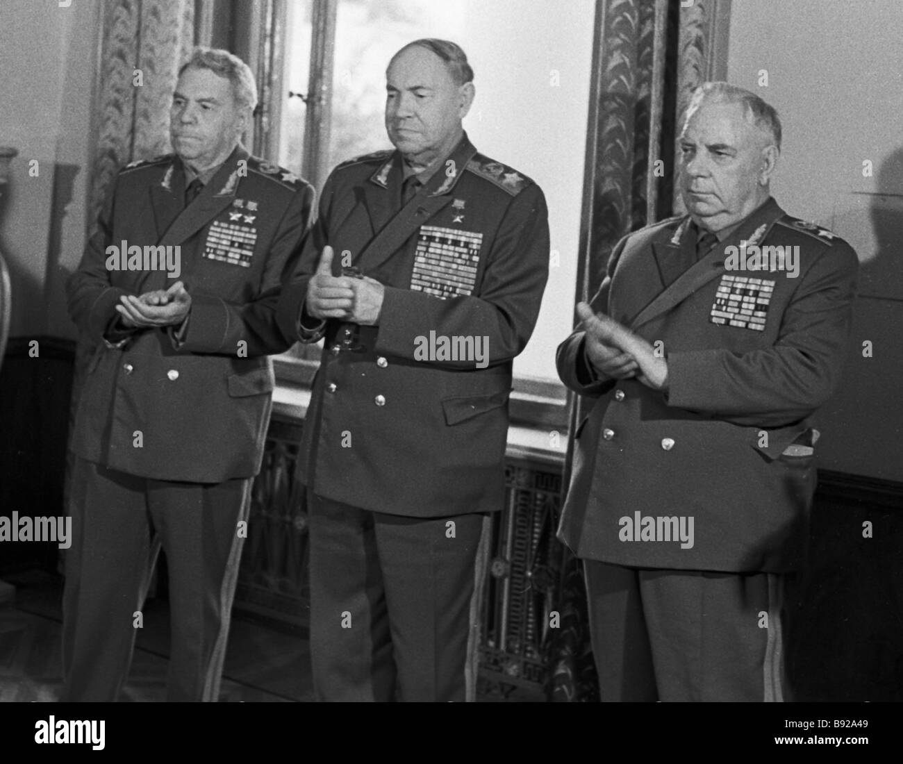 Soviet military leaders left to right Marshals Alexander Vasilevsky ...