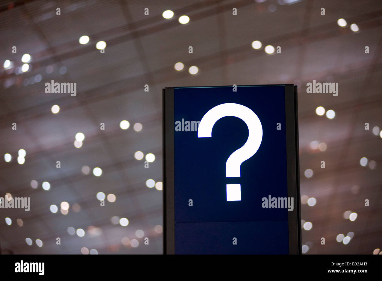 Detail of sign at information desk at new Terminal 3 at Beijing International Airport Stock Photo
