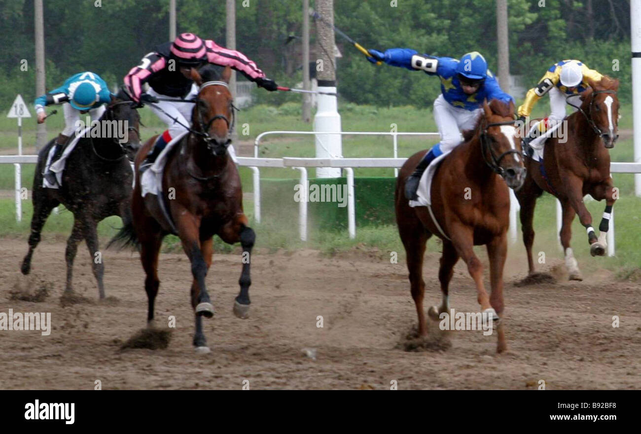 Arabian horse races during the Moscow Paris jockey match in the Moscow