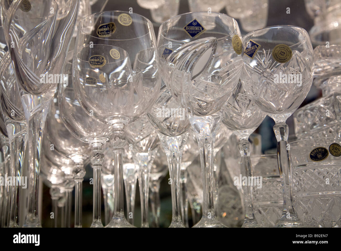 Crystal glasses displayed in Prague Czech Republic Stock Photo - Alamy