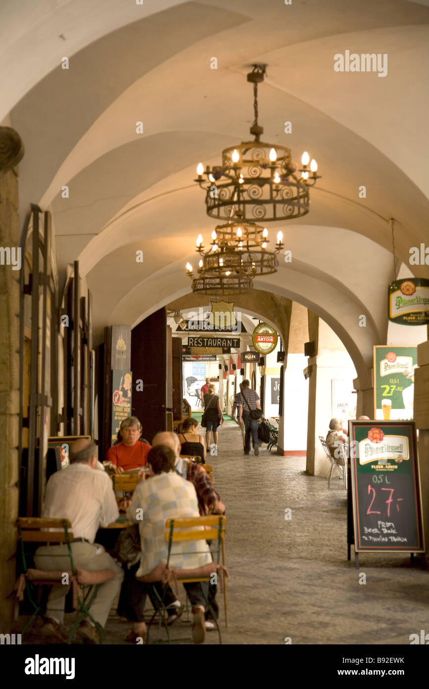Outdoor cafe in Mala Strana in Prague Czech Republic Stock Photo Alamy