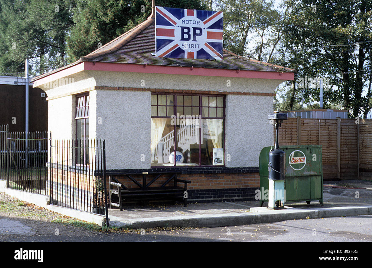 Brooklands Motor-racing circuit near Weybridge, Surrey, The BP petrol pagoda, built 1922. Stock Photo