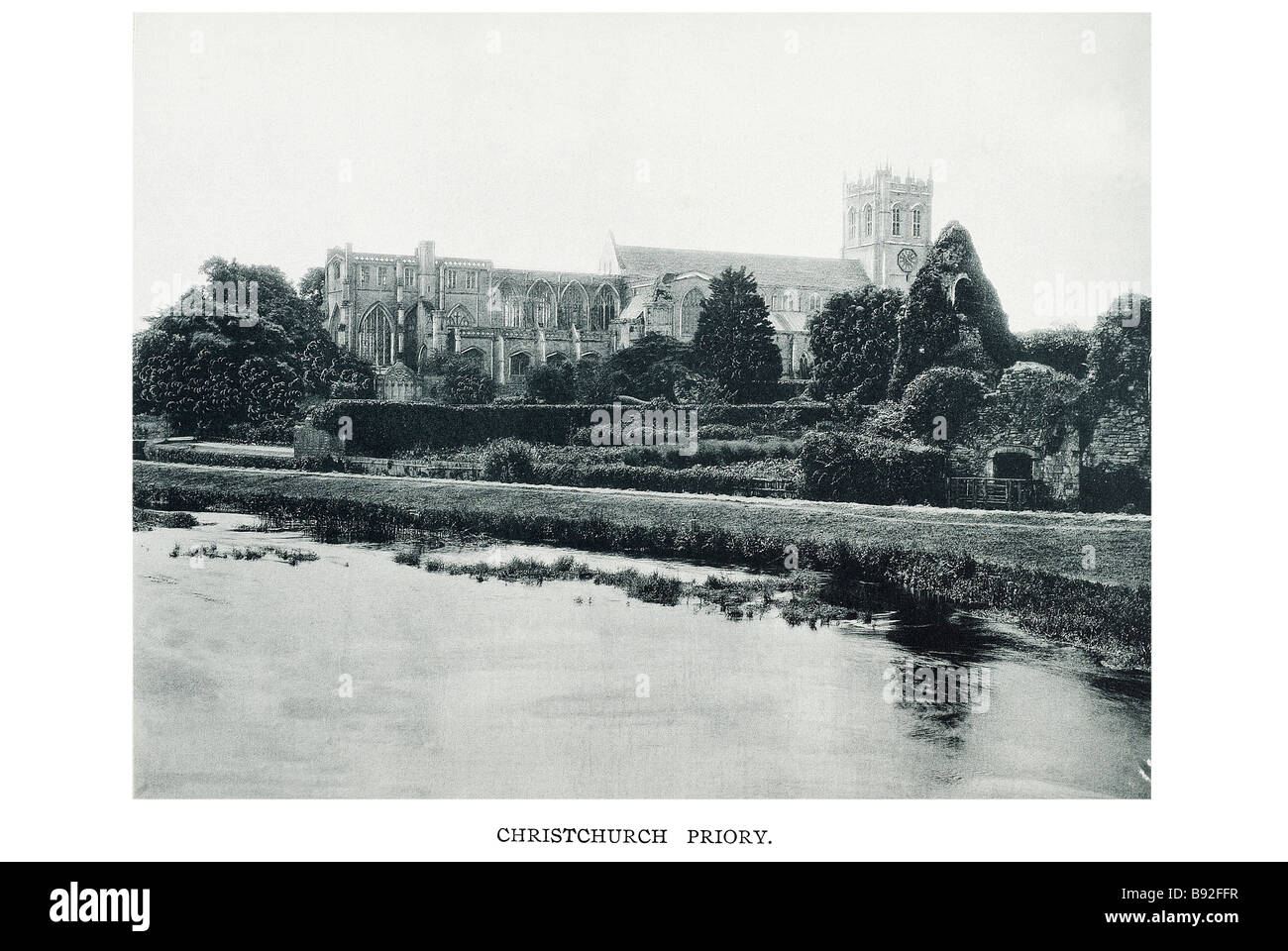 Christchurch Priory is a parish and former priory church, located at grid reference SZ160925 in Christchurch in the English coun Stock Photo