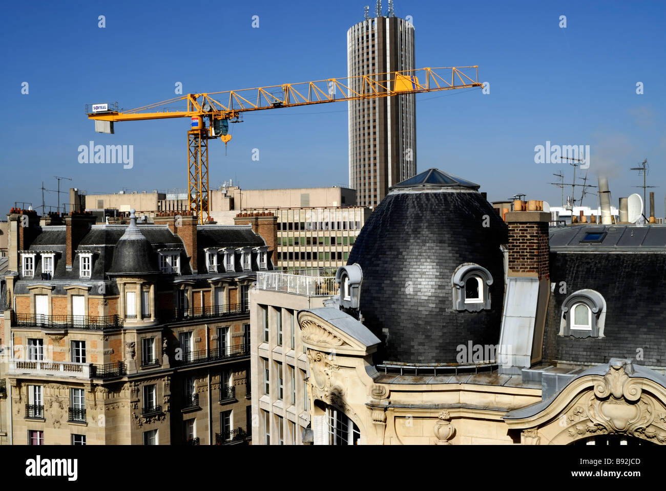 Paris, France, Residential Architecture, Apartment Buildings Skyscraper Hotel Construction Crane, Aerial, Stock Photo