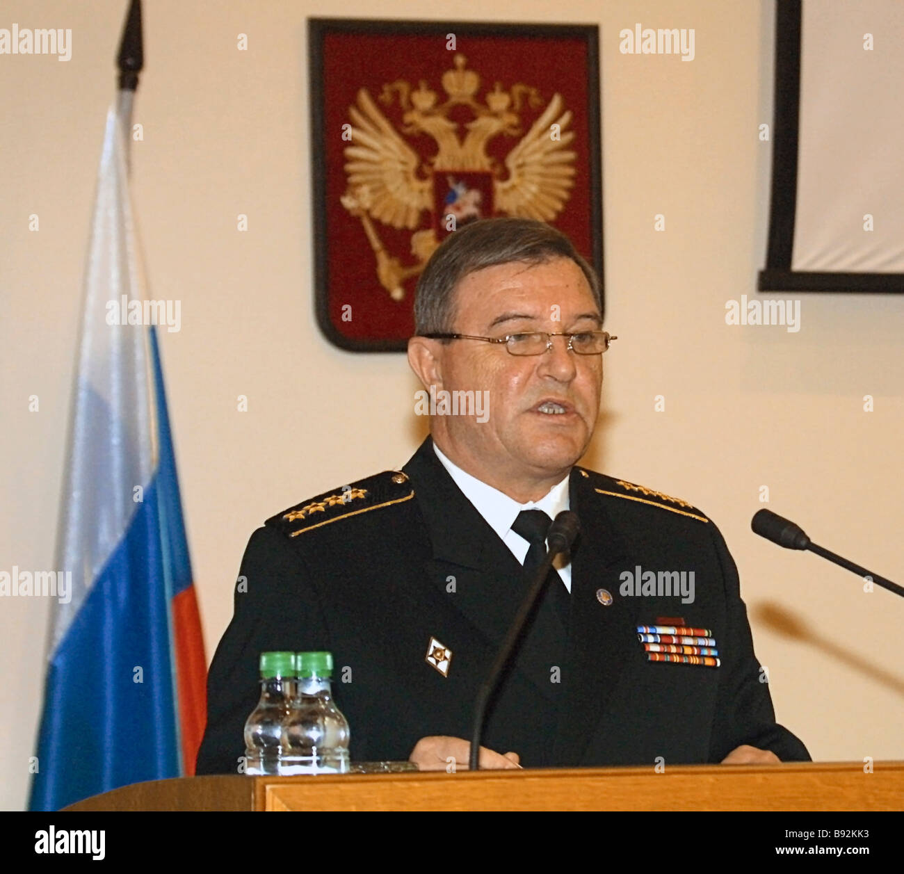 Vladimir Kuroyedov commander in chief of the Navy speaking at the
