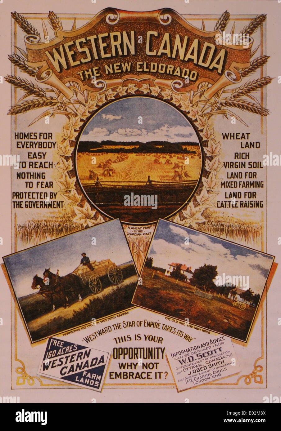 Historic Canadian brochure advertising for the settlement of the west Stock Photo