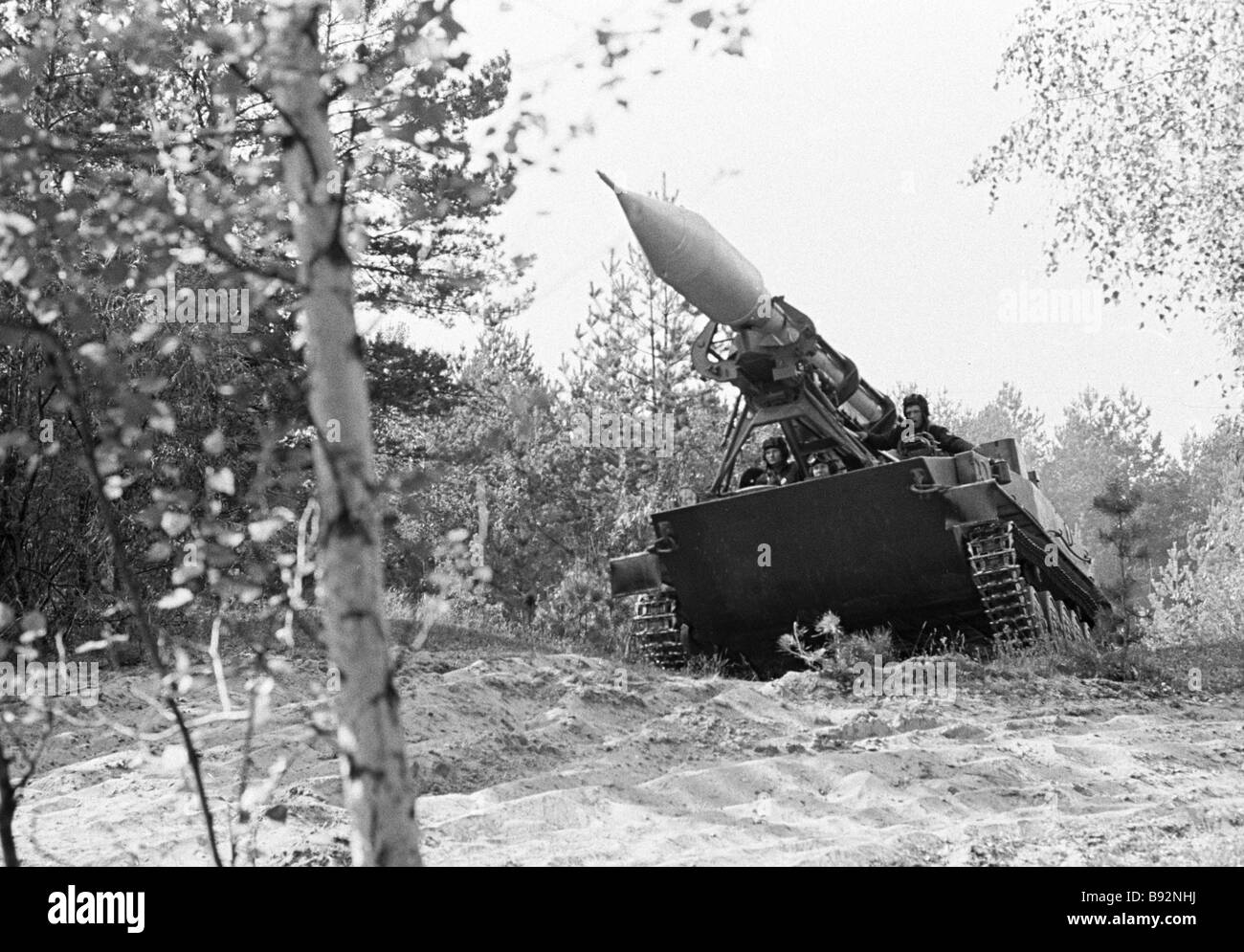 Missile system on firing position during the combined arms exercise