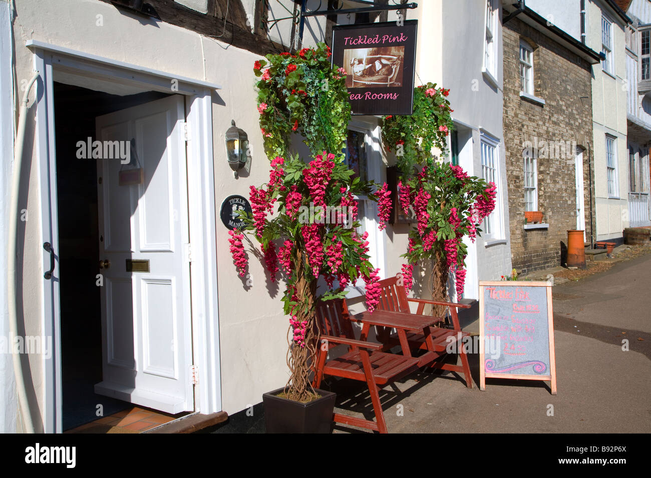 Tickled Pink tea room Lavenham Suffolk England Stock Photo Alamy