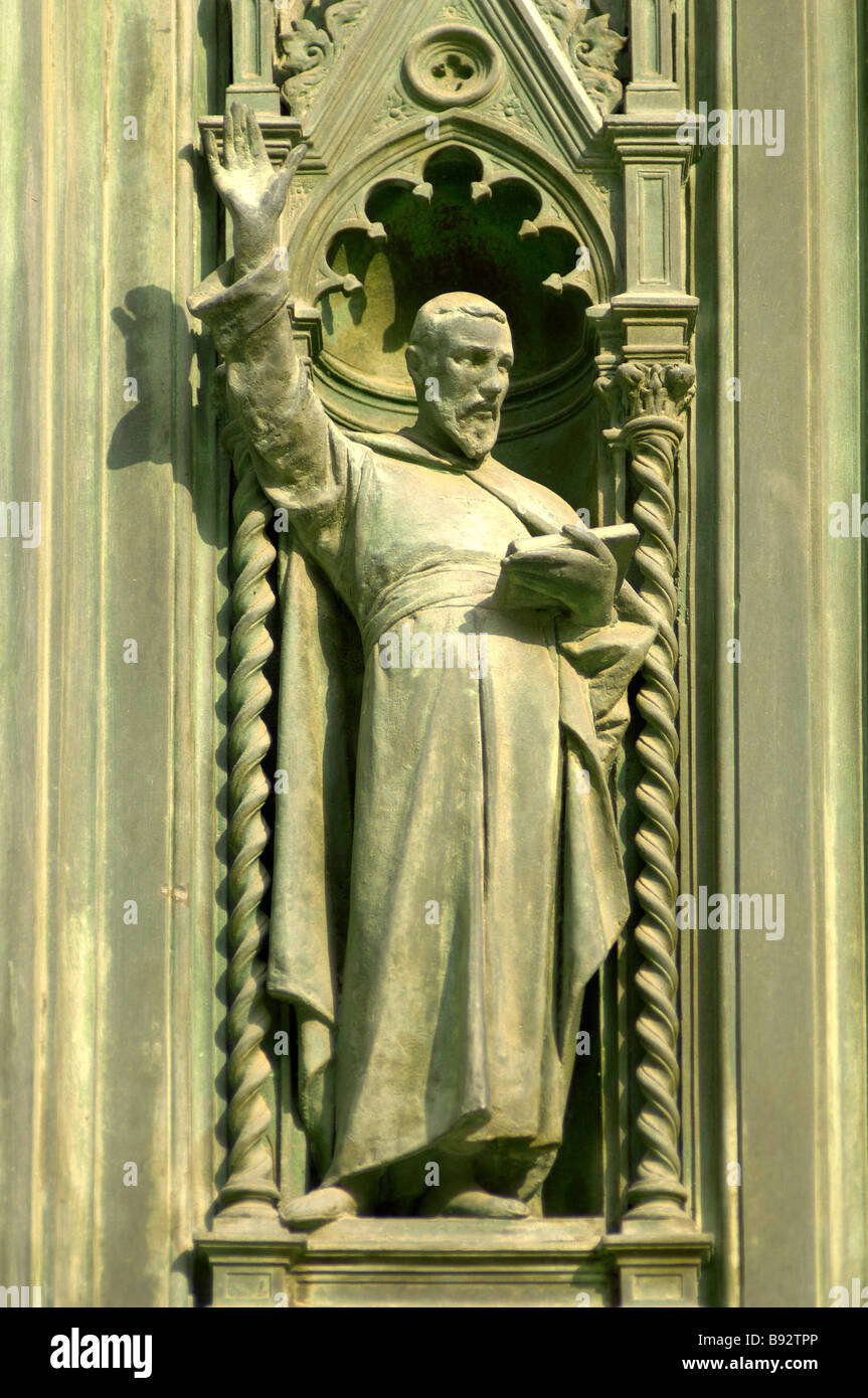 Close up of the bronze doors sculptures of the Florence Duomo