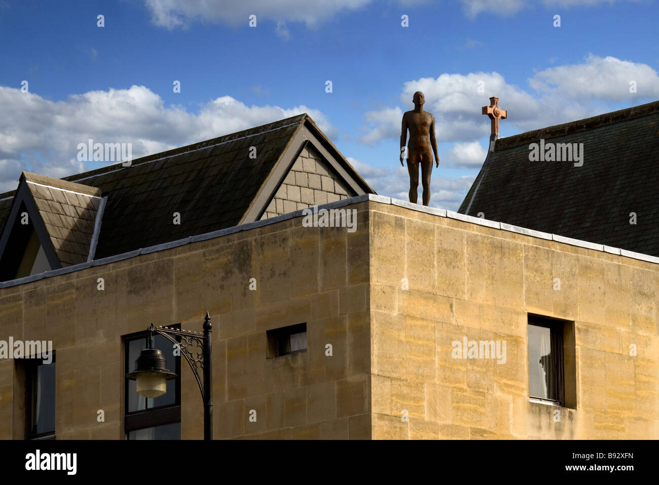 Antony Gormley Iron man sculpture in Broad Street, Oxford. Stock Photo