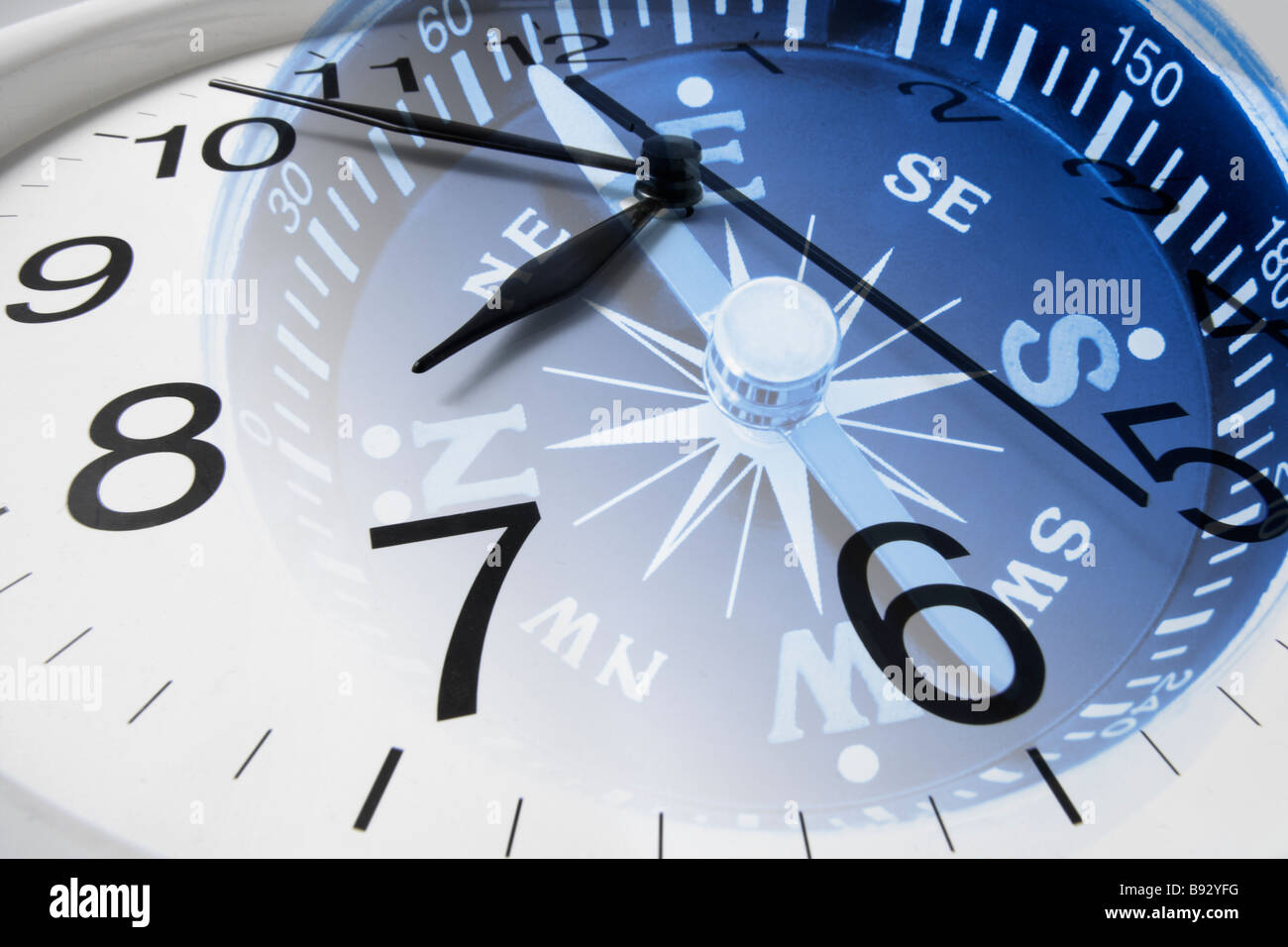 Clock and Compass Stock Photo Alamy