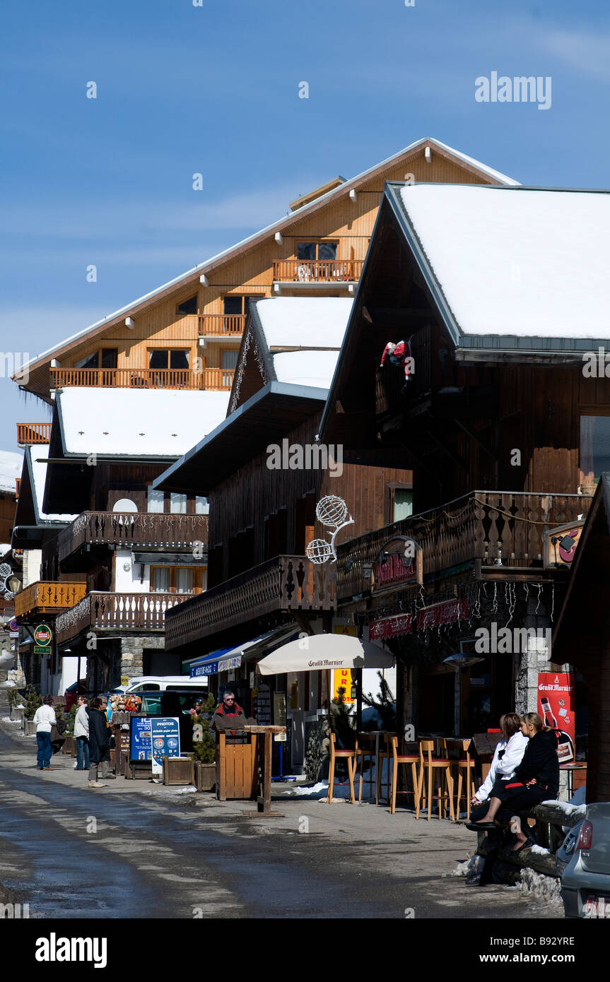 Meribel ski resort three valleys french alps france town centre chalet