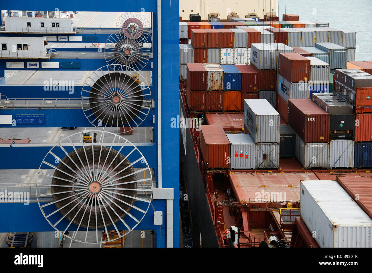 Containers in Cagliari harbour Sardinia Stock Photo