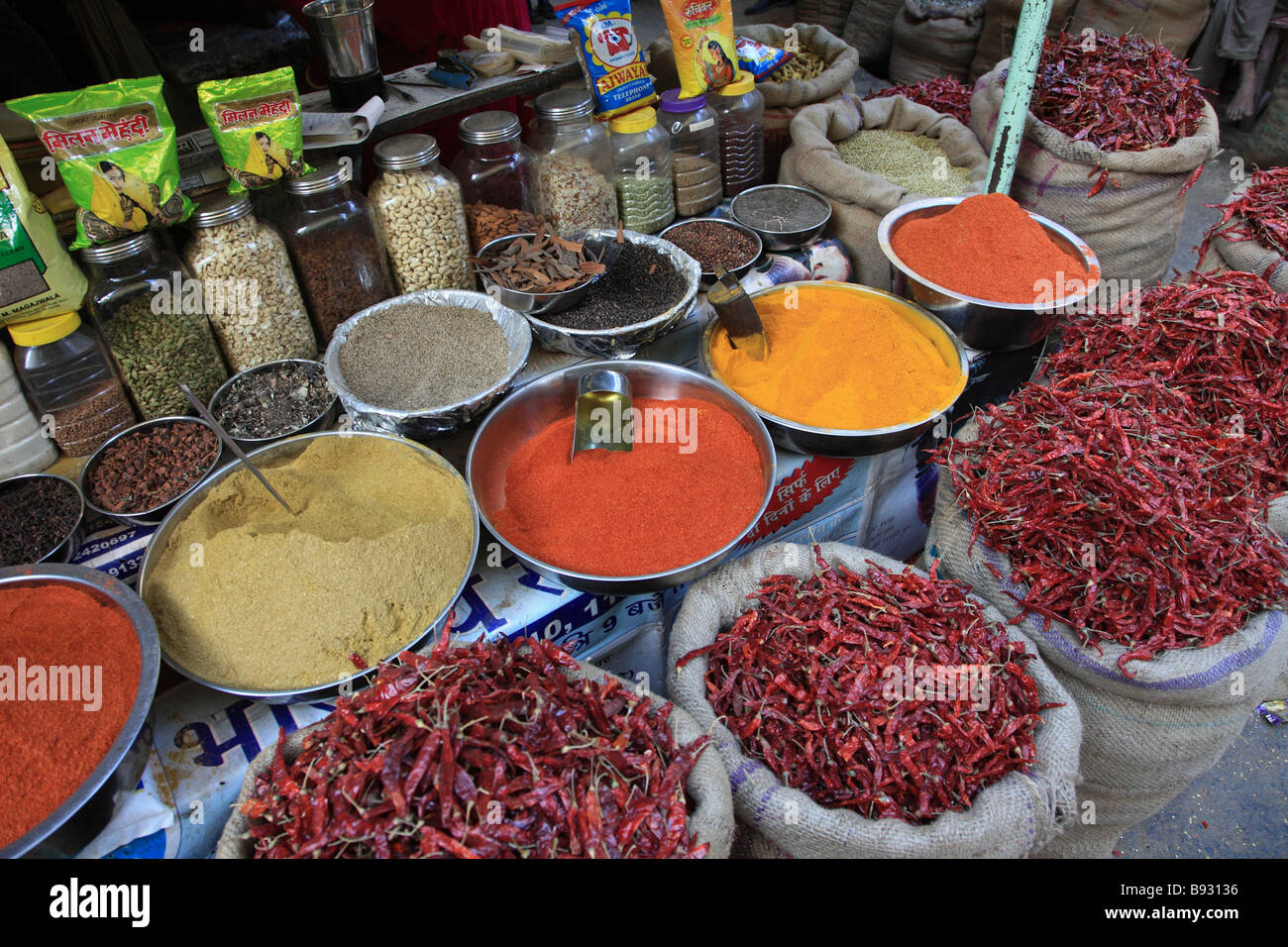 India Rajasthan Udaipur spice market Stock Photo Alamy