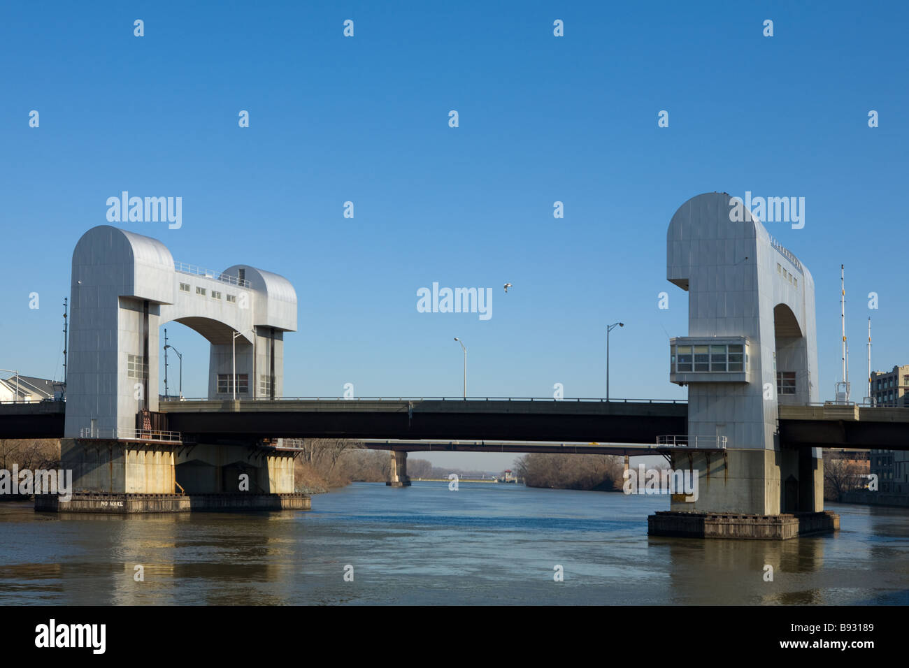 The Troy Green Island Bridge over the Hudson River is a moveable lift