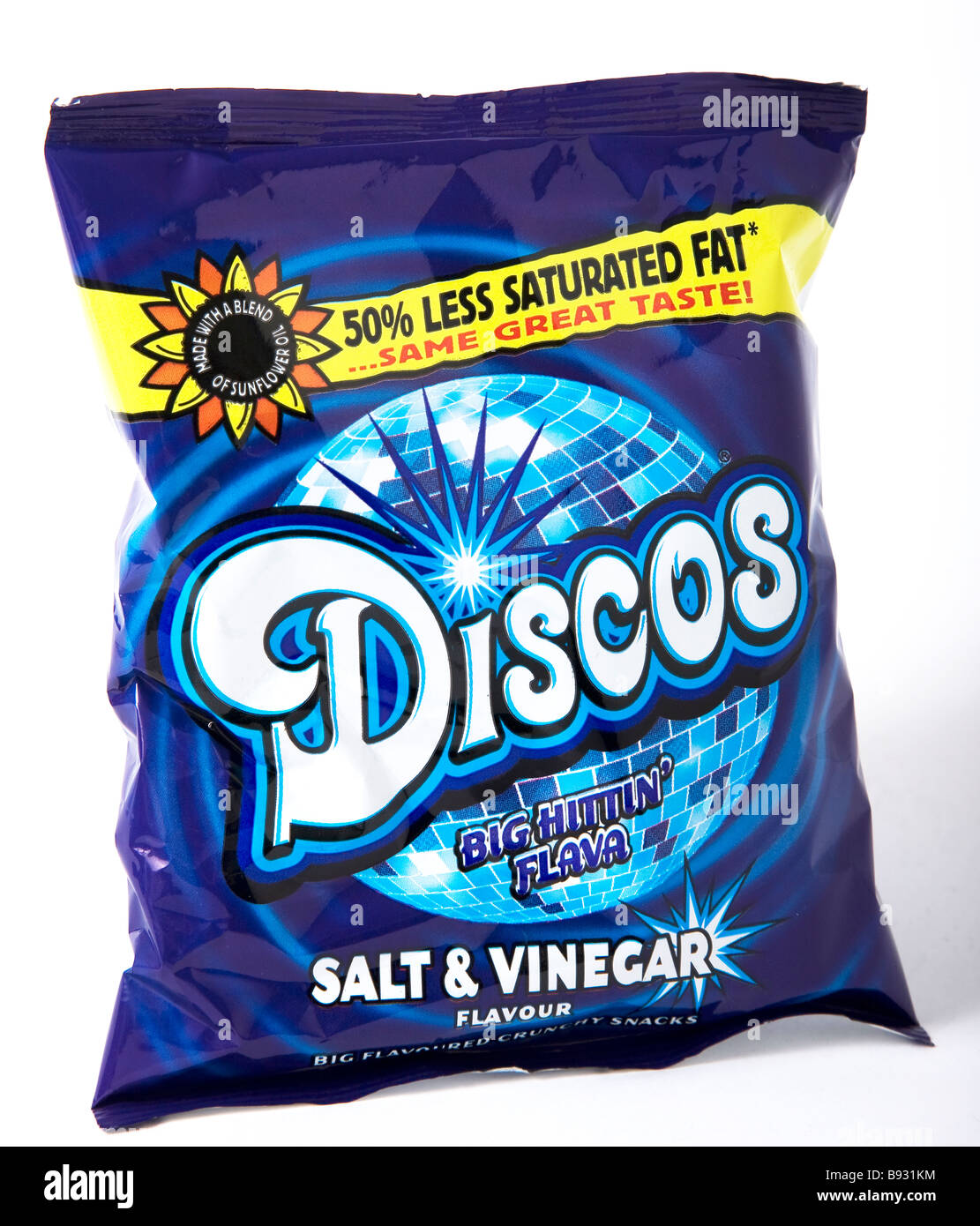 disco crisps half 50% less saturated fat Stock Photo