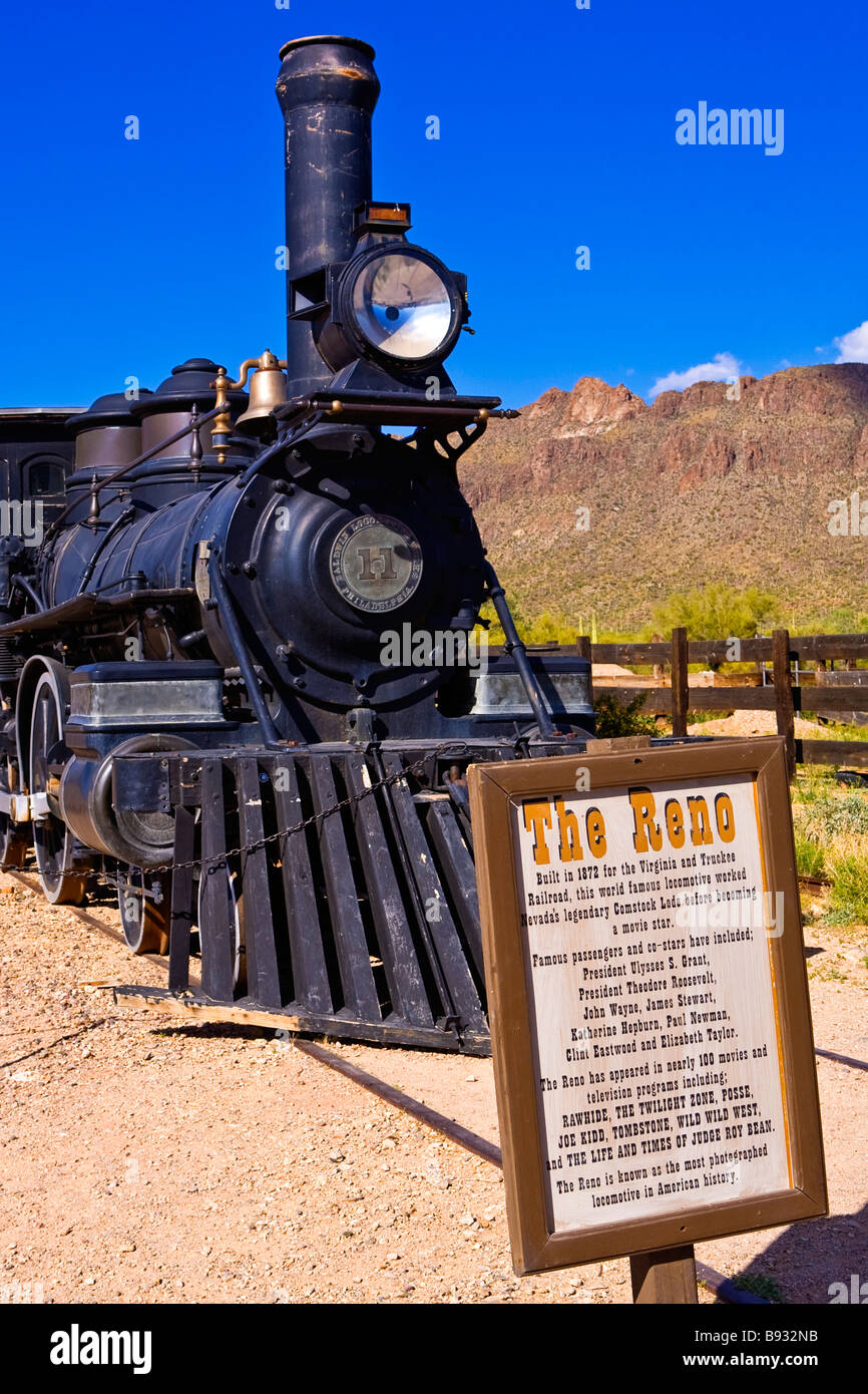 Image of the famous Reno Train on display at the Old Tucson studios in Arizona  Stock Photo