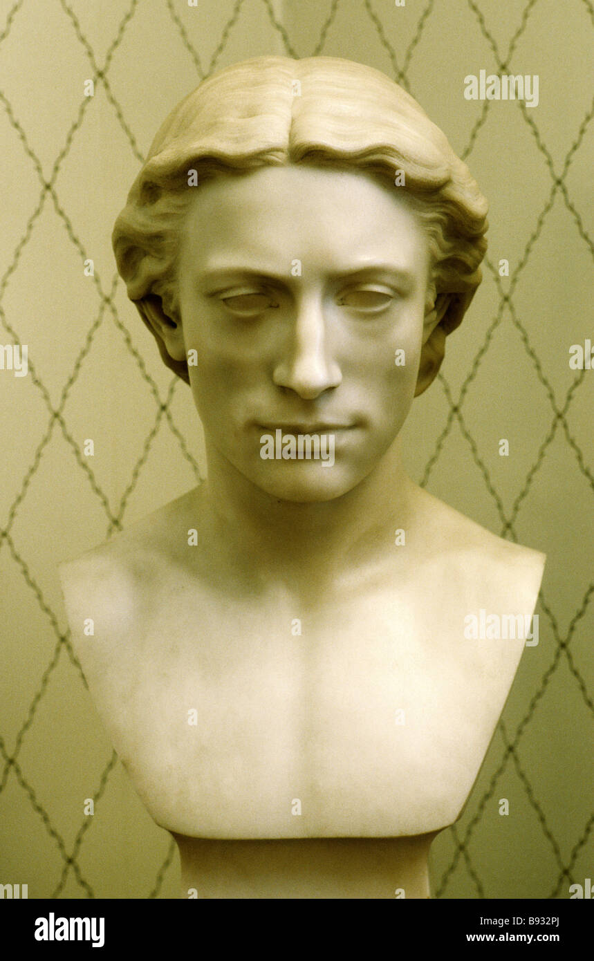 John Keats bust by Anne Whitney Keats House Museum Hampstead London portrait effigy alabaster carved romantic poet 19th century Stock Photo