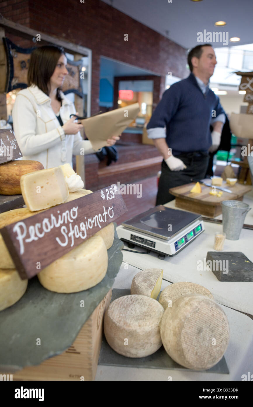 Cheese makers at Farmers Market every Saturday year round in Troy New York Stock Photo