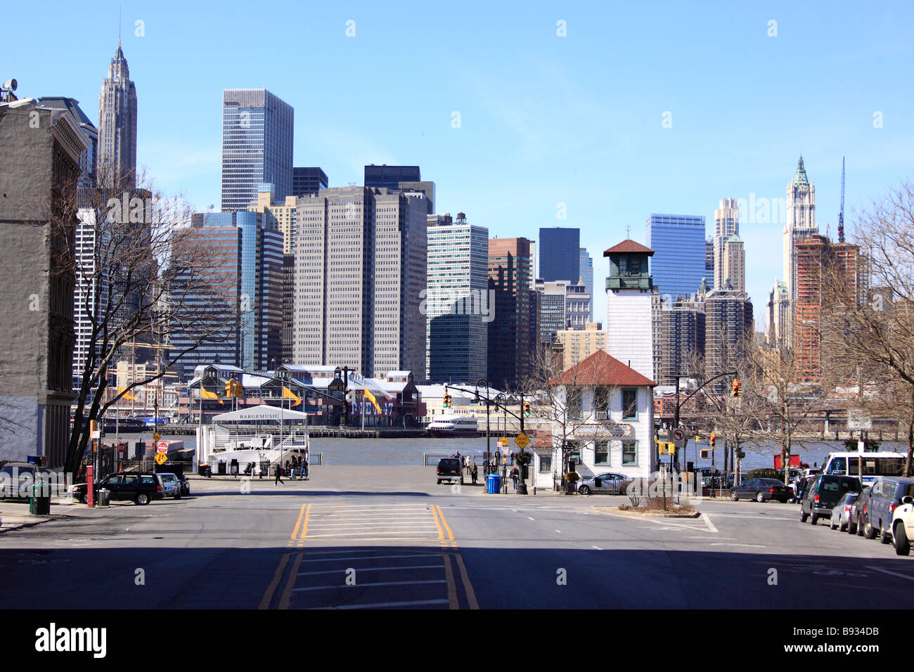 Fulton Ferry Landing, Brooklyn, New York City looking west across the