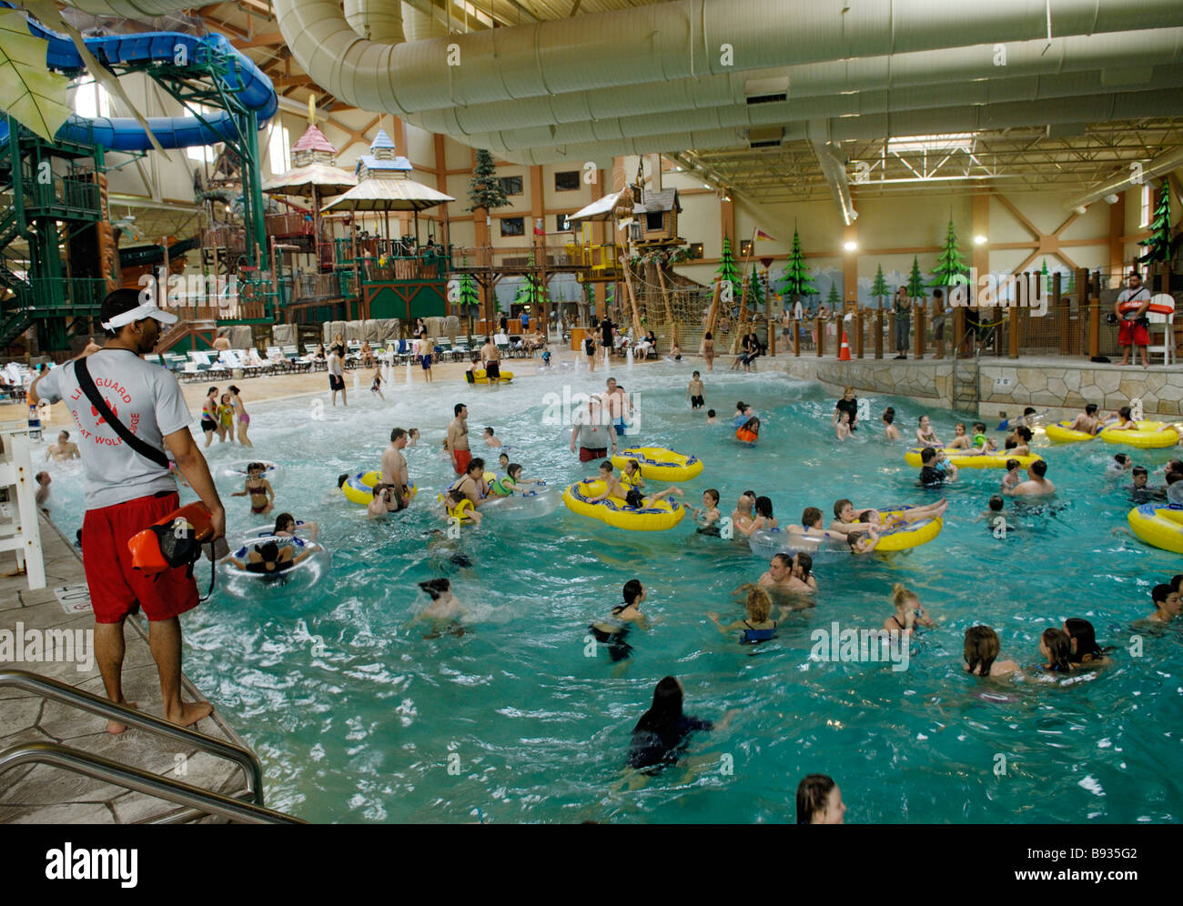 Indoor water park, Great Wolf Lodge, Poconos, Pennsylvania Stock Photo