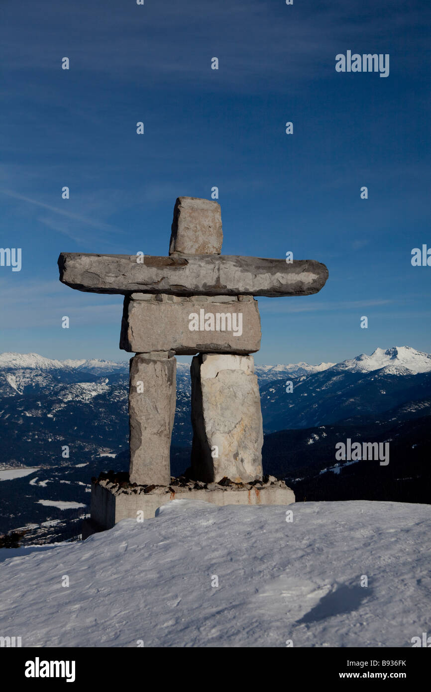 Inukshuk on Whistler mountain, symbol for 2010 winter olympic games Stock Photo