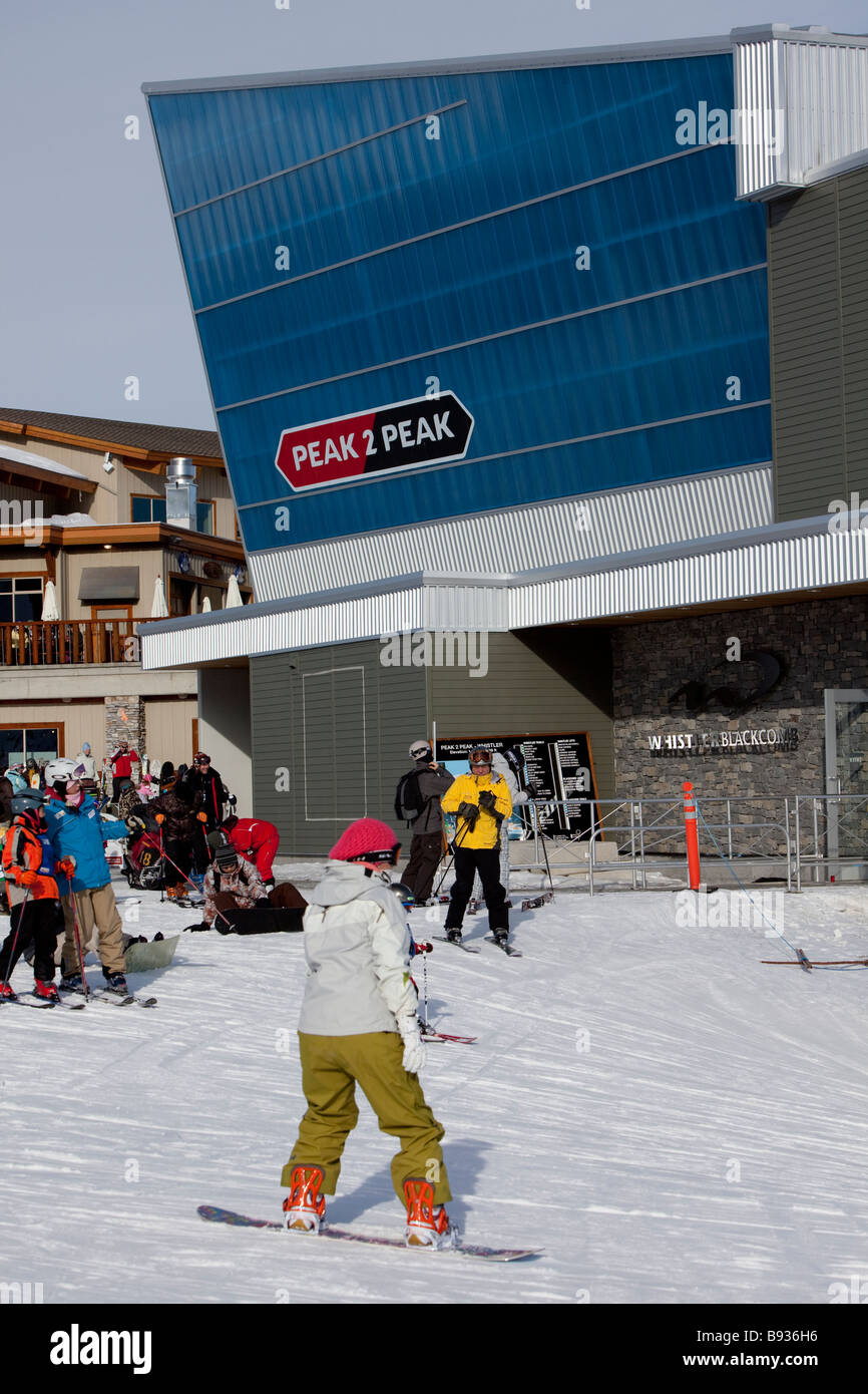 Peak 2 Peak gondola station, linking Whistler and Blackcomb mountains, opened for 2008/2009 season. Stock Photo