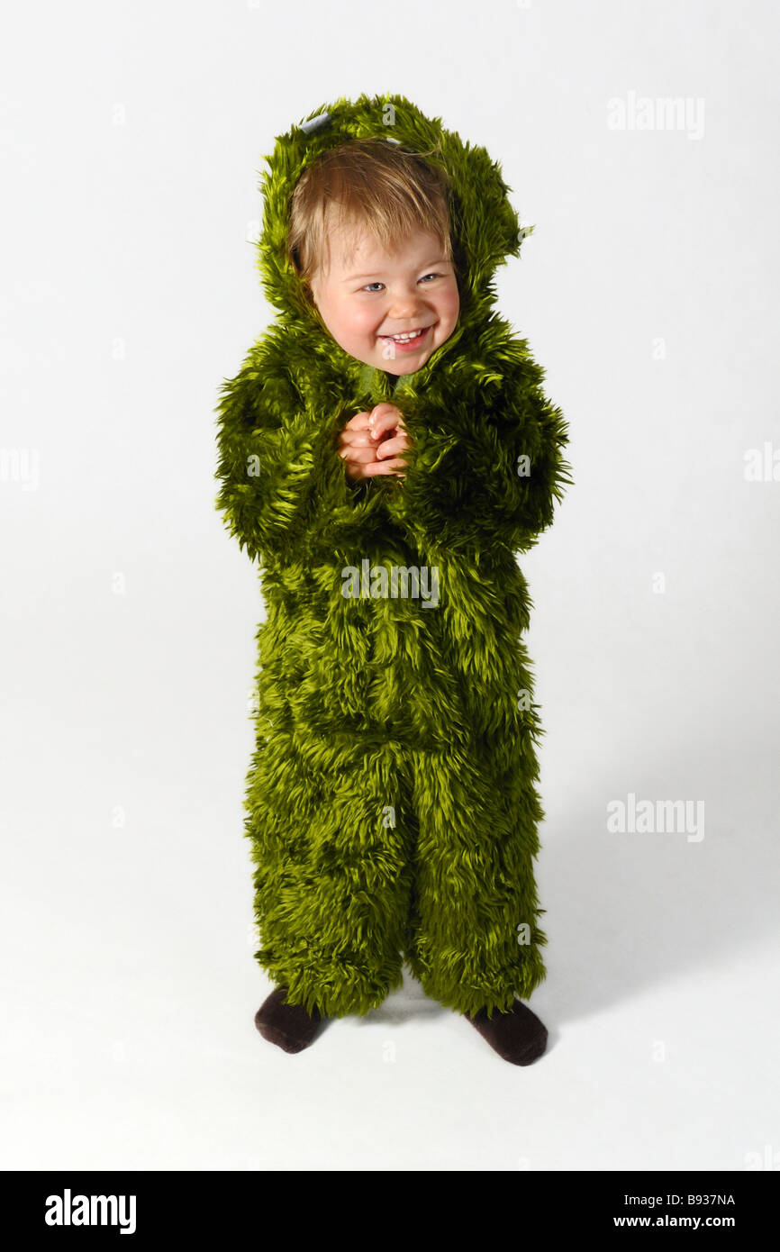 Little green monster on a white background Stock Photo