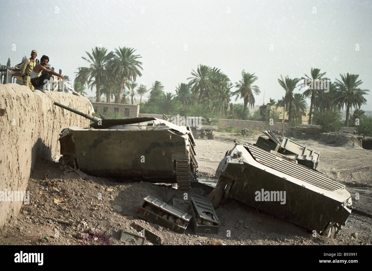 Knocked down Soviet tanks in Jalalabad Afghanistan Stock Photo