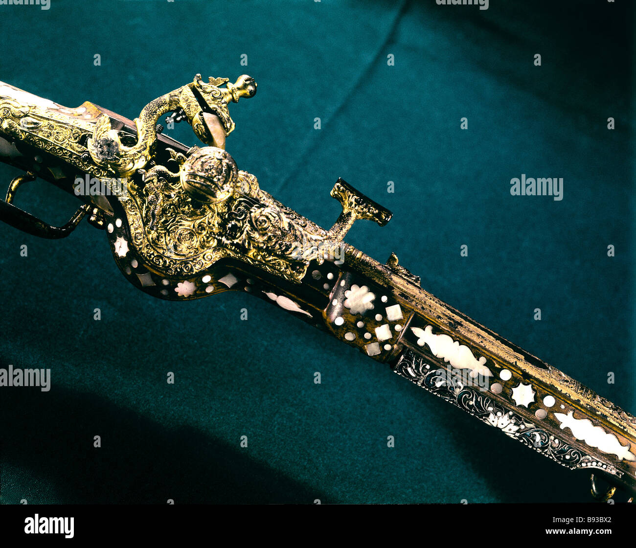 Detail of a 17th century Russian carbine at the Kremlin Armory Stock