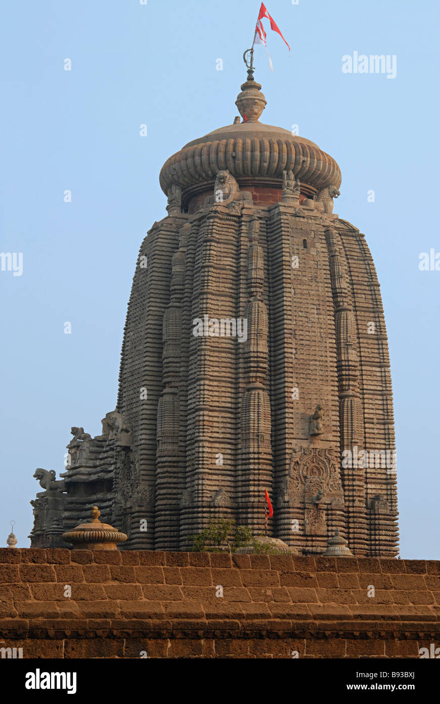Lingaraj Temple, View from West showing Shikara with amalaka. Bhubaneshwar, Orissa, India. Stock Photo
